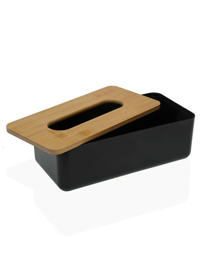 imagem de Caixa para lenços Versa Bambu Polipropileno 13,1 x 8,6 x 26,1 cm Preto2