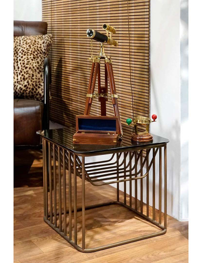imagem de Conjunto 2 Mesas Apoio Metal Vidro Acobreado5