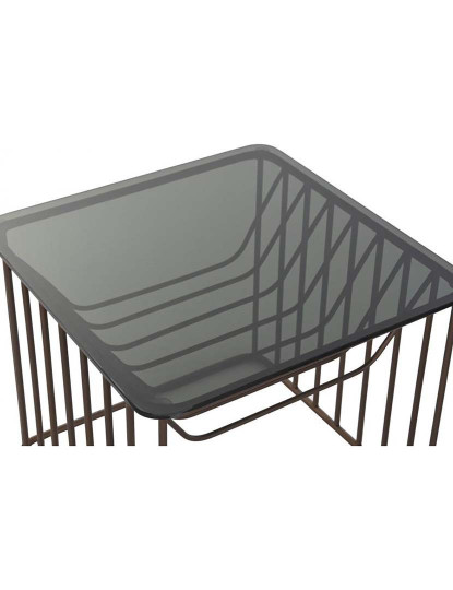 imagem de Conjunto 2 Mesas Apoio Metal Vidro Acobreado2