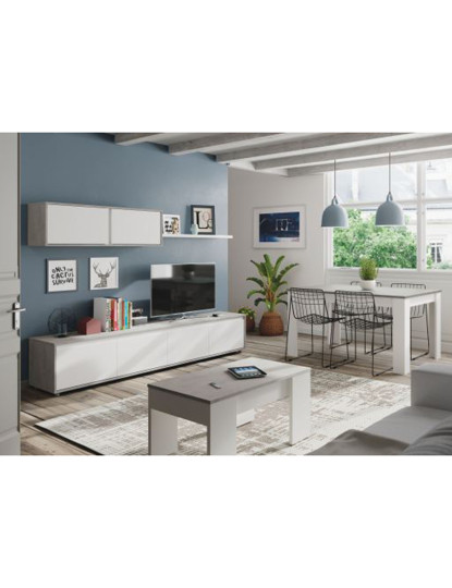 imagem de Conjunto Móvel TV Home Cinza/Branco2