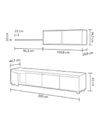 imagem de Conjunto Móvel TV Home Cinza/Branco3