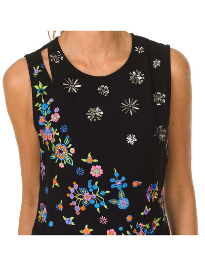 imagem de Vestido Senhora Preto -Flores Multicoloridas4