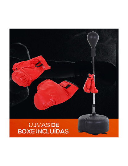 imagem de HOMCOM Punching Ball Ajustável em Altura com Base Recarregável Punching Ball de Boxe com Suporte e Luvas para Adultos e Adolescentes Ø48x136-154 cm Preto7