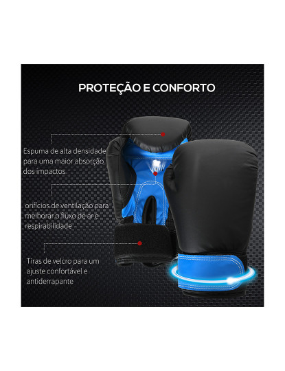 imagem de HOMCOM Saco de Boxe Profissional Puching Bag com Luvas de 8 oz Gancho e Bolsa de Armazenamento Saco de Areia de Treinamento para Adultos e Adolescentes Ø25x102 cm Azul7