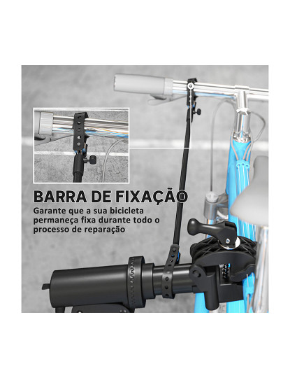 imagem de HOMCOM Suporte para Reparação de Bicicleta Suporte para Bicicleta Dobrável com Bandeja Magnética <br>Altura Ajustável 107-160 cm e Giratório 360º Carga 40 kg Preto5