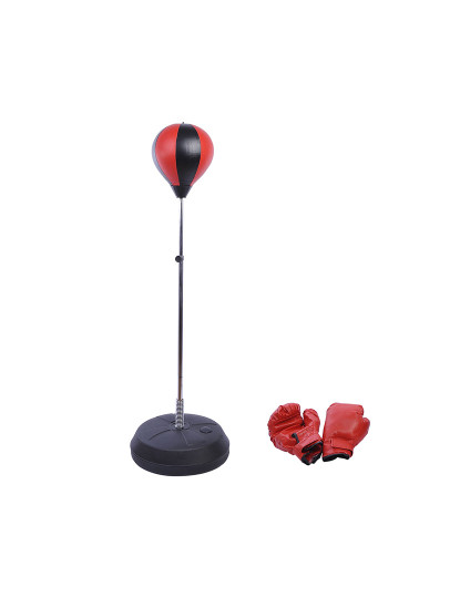 imagem de HOMCOM Punching Ball de Boxe com Altura Ajustável de 4 Níveis Base Recarregável com Água ou Areia e Luvas para Adolescentes Ø43x125-145 cm Vermelho e Preto1