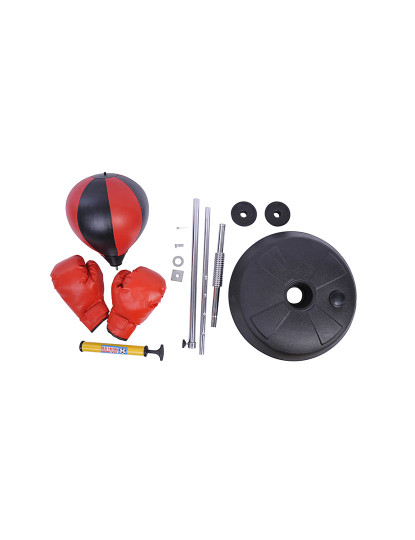 imagem de HOMCOM Punching Ball de Boxe com Altura Ajustável de 4 Níveis Base Recarregável com Água ou Areia e Luvas para Adolescentes Ø43x125-145 cm Vermelho e Preto4