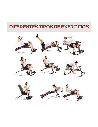 imagem de HOMCOM Banco de Pesos Dobrável e Inclinável Banco de Musculação Multifuncional para Treinamento Completo Máquina Fitness para Casa Academia 54x160x106cm Preto6