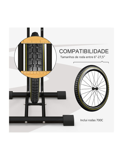 imagem de SPORTNOW Suporte para bicicletas de piso, estacionamento vertical e horizontal para bicicletas com ganchos ajustáveis ??para bicicletas de 6 a 28 polegadas e 700 C preto5