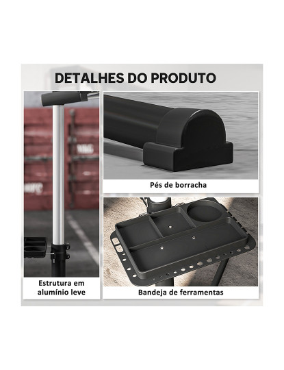 imagem de HOMCOM Suporte para Reparação de Bicicleta Suporte para Bicicleta Dobrável com Bandeja Magnética <br>Altura Ajustável 107-160 cm e Giratório 360º Carga 40 kg Preto8