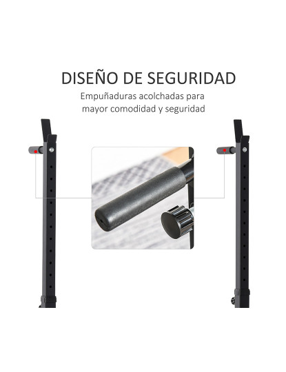 imagem de HOMCOM Suporte Ajustável para Barras de Peso Suporte Multifuncional para Exercício em Casa Escritório Carga 150kg Altura Ajustável 121-171cm Preto e Vermelho6