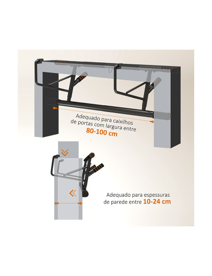 imagem de SPORTNOW Barra de Elevação Multifuncional Barra de Elevação de Parede com Bandas Elásticas de Resistência Carga 150 kg para Exercício e Treino em Casa Ginásio 100x50x27 cm Preto e Laranja5