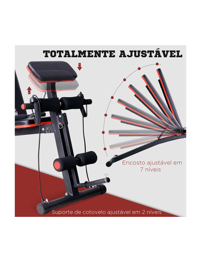 imagem de HOMCOM Banco de Pesos Dobrável e Inclinável Banco de Musculação Multifuncional para Treinamento Completo Máquina Fitness para Casa Academia 54x160x106cm Preto4