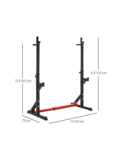 imagem de HOMCOM Suporte Ajustável para Barras de Peso Suporte Multifuncional para Exercício em Casa Escritório Carga 150kg Altura Ajustável 121-171cm Preto e Vermelho3