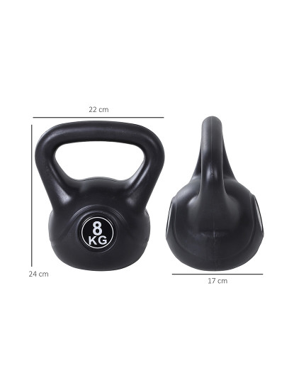 imagem de HOMCOM Peso Russo de 8 kg Kettlebell Preenchido de Areia com Punho Largo e Antiderrapante para Exercícios e Treinos em Casa e Ginásio 22x17x24 cm Preto3