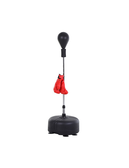 imagem de HOMCOM Punching Ball Ajustável em Altura com Base Recarregável Punching Ball de Boxe com Suporte e Luvas para Adultos e Adolescentes Ø48x136-154 cm Preto1