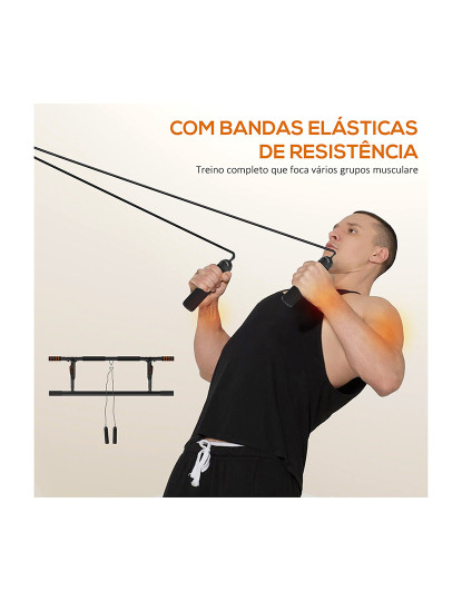 imagem de SPORTNOW Barra de Elevação Multifuncional Barra de Elevação de Parede com Bandas Elásticas de Resistência Carga 150 kg para Exercício e Treino em Casa Ginásio 100x50x27 cm Preto e Laranja6