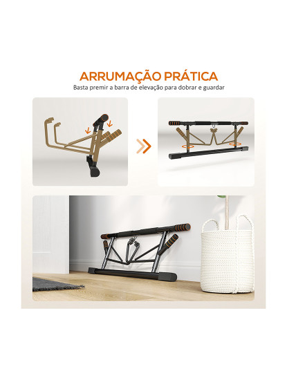 imagem de SPORTNOW Barra de Elevação Multifuncional Barra de Elevação de Parede com Bandas Elásticas de Resistência Carga 150 kg para Exercício e Treino em Casa Ginásio 100x50x27 cm Preto e Laranja8