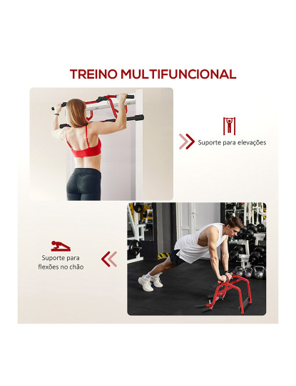 imagem de SPORTNOW Barra de Elevação Multifuncional Barra de Elevação de Parede Carga 150 kg para Exercícios e Treino em Casa Ginásio Vermelho e Preto4