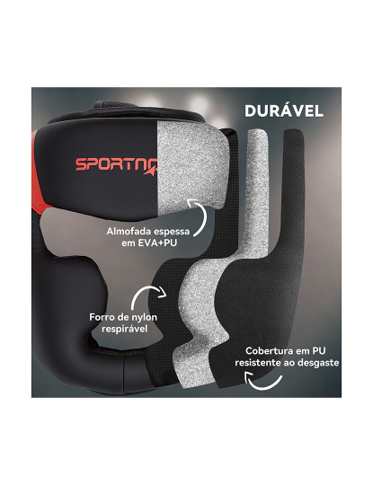 imagem de SPORTNOW Capacete de Boxe Capacete MMA com Correia Ajustável Protetor de Cabeça para Grappling Sparring Artes Marciais Karate Tamanho L Vermelho e Preto7