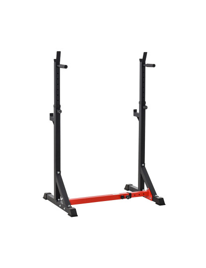 imagem de HOMCOM Suporte Ajustável para Barras de Peso Suporte Multifuncional para Exercício em Casa Escritório Carga 150kg Altura Ajustável 121-171cm Preto e Vermelho1