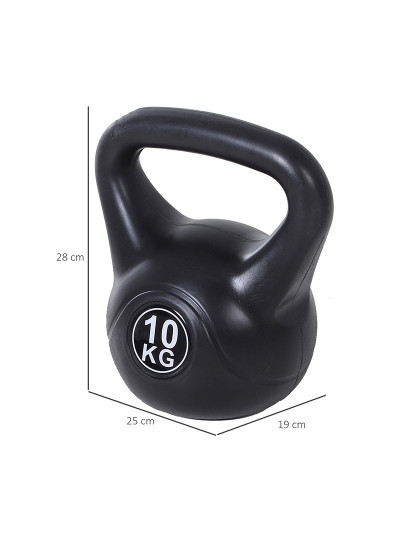 imagem de HOMCOM Peso Russo de 10 kg Kettlebell Preenchido de Areia com Punho Largo e Antiderrapante para Trenos em Casa e Ginásio 25x19x28 cm Preto3