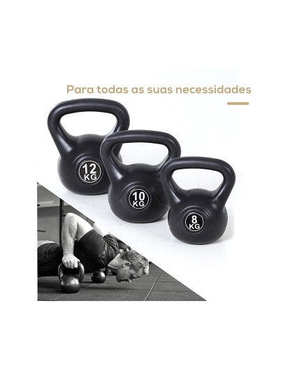 imagem de HOMCOM Peso Russo de 8 kg Kettlebell Preenchido de Areia com Punho Largo e Antiderrapante para Exercícios e Treinos em Casa e Ginásio 22x17x24 cm Preto7