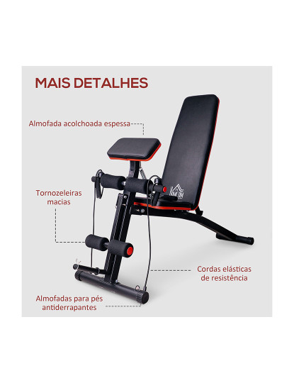 imagem de HOMCOM Banco de Pesos Dobrável e Inclinável Banco de Musculação Multifuncional para Treinamento Completo Máquina Fitness para Casa Academia 54x160x106cm Preto7