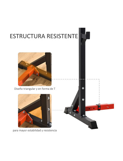 imagem de HOMCOM Suporte Ajustável para Barras de Peso Suporte Multifuncional para Exercício em Casa Escritório Carga 150kg Altura Ajustável 121-171cm Preto e Vermelho5