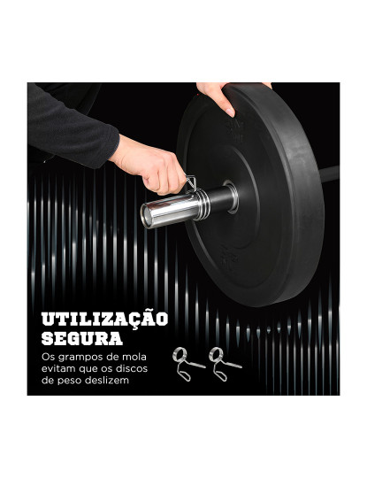 imagem de SPORTNOW Barra de Pesos de Aço180 cm Ø50 mm com 2 Grampos Carga 200 kg Barra Olimpica para Discos de Ø5 cm Treino em Ginásio Casa Prata e Preto6