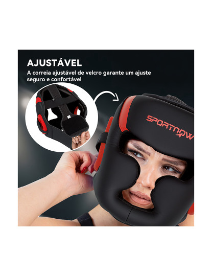 imagem de SPORTNOW Capacete de Boxe Capacete MMA com Correia Ajustável Protetor de Cabeça para Grappling Sparring Artes Marciais Karate Tamanho L Vermelho e Preto5