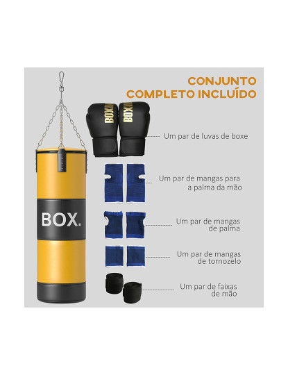 imagem de SPORTNOW Saco de Boxe sem Recheio Saco de Boxe para Adultos com Luvas de Boxe Gancho e Protetores para Palmas Munhecas Tornozelos para Treino MMA Muay Thai Amarelo5