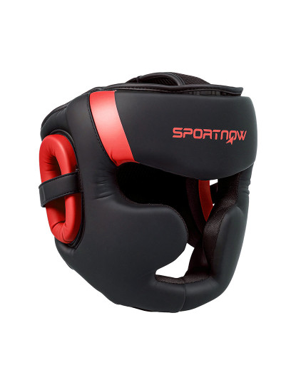 imagem de SPORTNOW Capacete de Boxe Capacete MMA com Correia Ajustável Protetor de Cabeça para Grappling Sparring Artes Marciais Karate Tamanho L Vermelho e Preto1