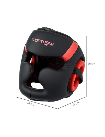 imagem de SPORTNOW Capacete de Boxe Capacete MMA com Correia Ajustável Protetor de Cabeça para Grappling Sparring Artes Marciais Karate Tamanho L Vermelho e Preto3