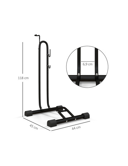 imagem de SPORTNOW Suporte para bicicletas de piso, estacionamento vertical e horizontal para bicicletas com ganchos ajustáveis ??para bicicletas de 6 a 28 polegadas e 700 C preto3