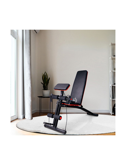 imagem de HOMCOM Banco de Pesos Dobrável e Inclinável Banco de Musculação Multifuncional para Treinamento Completo Máquina Fitness para Casa Academia 54x160x106cm Preto2