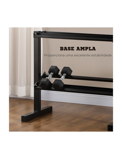 imagem de SPORTNOW Suporte para Halteres de 2 Níveis Suporte de Armazenamento para Halteres de Aço para Ginásio em Casa Carga Máxima 270 kg 92,5x50,5x80,5 cm Preto5