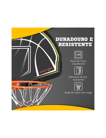 imagem de SPORTNOW Tabela de Basquetebol de Parede Tabela de Basquetebol para Interior e Exterior 110x90x70 cm Preto e Amarelo5