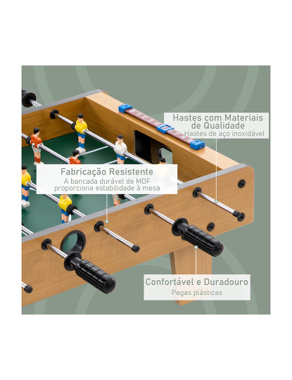 imagem de HOMCOM Matraquilho de Mesa para Crianças acima de 6 Anos Jogo de Mesa de Futbol de Madeira com 2 Bolas 6 Varas 2 Marcadores de Pontos 18 Jogadores 69x36,5x22cm Madeira5