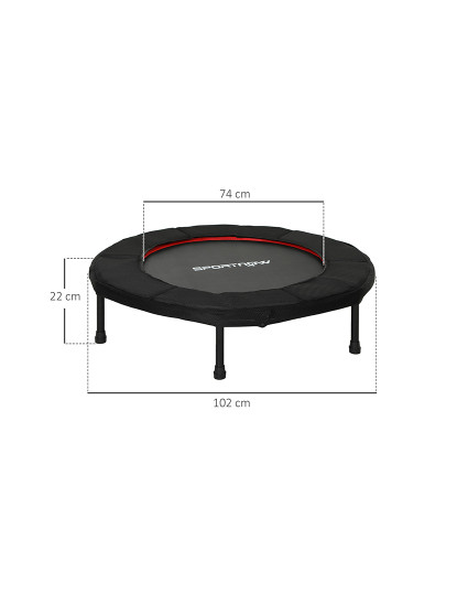 imagem de SPORTNOW Trampolim Fitness Ø102 cm Trampolim Fitness Dobrável com Estrutura de Aço Antiderrapante Carga 100 kg para Treino de Pernas Corpo em Casa Escritório Ginásio Vermelho3