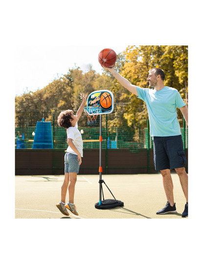 imagem de HOMCOM Tabela de Basquetebol para Crianças Tabela de Basquetebol com Suporte Altura Ajustável e Base Preenchida para Interior e Exterior 32x65x126-158 cm Multicor2