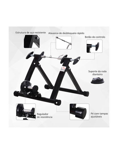 imagem de HOMCOM Rolo de Bicicleta para Treinamento Dobrável com Resistência Magnética para Rodas de 26-28 Polegadas Suporte de Treinamento para Bicicleta Casa Interior 54,5x47,2x39,1cm Preto4