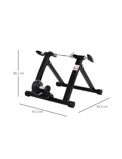 imagem de HOMCOM Rolo de Bicicleta para Treinamento Dobrável com Resistência Magnética para Rodas de 26-28 Polegadas Suporte de Treinamento para Bicicleta Casa Interior 54,5x47,2x39,1cm Preto3