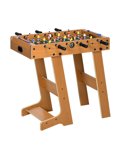 imagem de HOMCOM Mesa de Matraquilho para Crianças e Adultos Matraquilho 69x37x70cm com 2 Bolas 6 Hastes Metálicas 2 Placares de Pontos 18 Jogadores Pés Dobrável para Familias Festas Madeira1