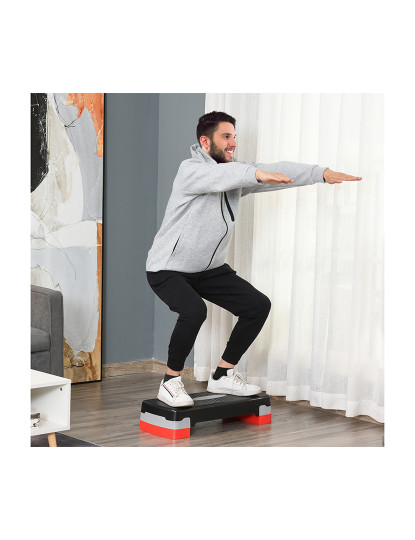 imagem de HOMCOM Step para Exercício Aeróbico Plataforma Step com Altura Ajustável em 2 Níveis com Carga Máxima 150kg para Exercício em Academia Casa 68x29x10-15cm Preto e Vermelho7