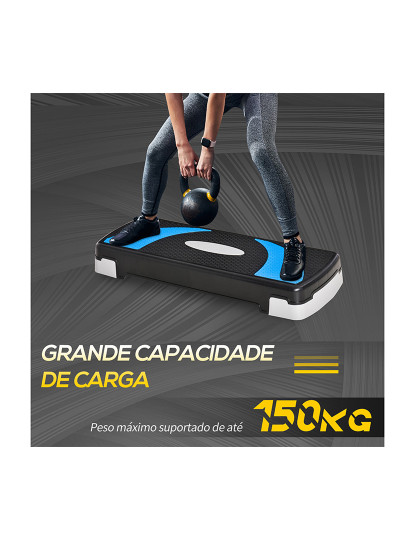 imagem de HOMCOM Step para Exercício Aeróbico Plataforma Step com Altura Ajustável em 3 Níveis com Carga Máxima 150kg para Exercício em Academia Casa 80x31x10-20cm Azul6