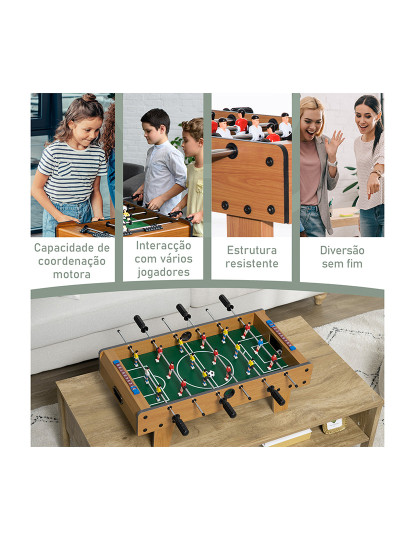 imagem de HOMCOM Matraquilho de Mesa para Crianças acima de 6 Anos Jogo de Mesa de Futbol de Madeira com 2 Bolas 6 Varas 2 Marcadores de Pontos 18 Jogadores 69x36,5x22cm Madeira6