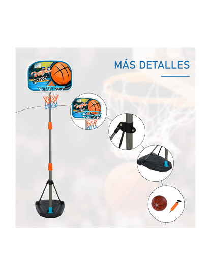 imagem de HOMCOM Tabela de Basquetebol para Crianças Tabela de Basquetebol com Suporte Altura Ajustável e Base Preenchida para Interior e Exterior 32x65x126-158 cm Multicor7