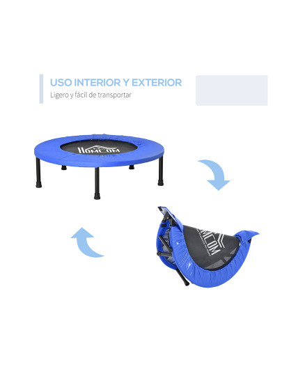 imagem de HOCOM Trampolim Fitness Ø81cm Trampolim de Aço com Borda Protetora e 28 Molas para Exercícios em Interior E Exterior Carga 100kg 81x81x22,5cm Preto e Azul5