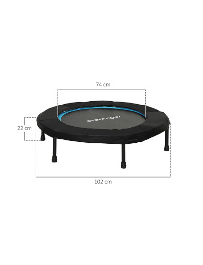 imagem de SPORTNOW Trampolim Fitness Ø102 cm Trampolim Fitness Dobrável com Estrutura de Aço Antiderrapante Carga 100 kg para Treino de Pernas Corpo em Casa Escritório Ginásio Azul3